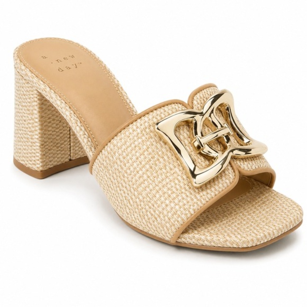 Women's Raffia Heels by A‎ New Day Arden Raffia Tan Size 11 New With Tags